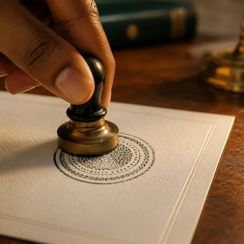 Cachet d'un traducteur agréé apposé sur un document, à Dakar.